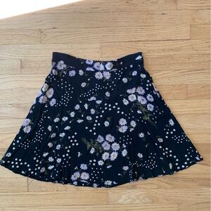 Madewell Black Skirt with Floral Design